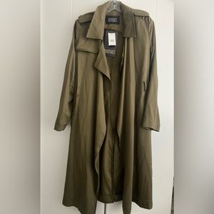 Badgley Mischka Military Green Trench Coat size M